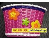 Bike Bicycle Basket Girls Pink Purple with Flowers Childs Cycle Handlebar fitting